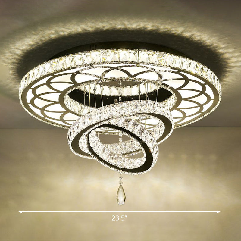 Halo Ring Dining Room Semi Mount Lighting Clear Crystal Minimalist Ceiling Mounted Light Clear 23.5" Round Clearhalo 'Ceiling Lights' 'Close To Ceiling Lights' 'Close to ceiling' 'Semi-flushmount' Lighting' 2282794