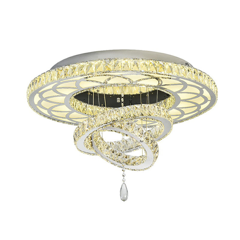 Halo Ring Dining Room Semi Mount Lighting Clear Crystal Minimalist Ceiling Mounted Light Clearhalo 'Ceiling Lights' 'Close To Ceiling Lights' 'Close to ceiling' 'Semi-flushmount' Lighting' 2282795
