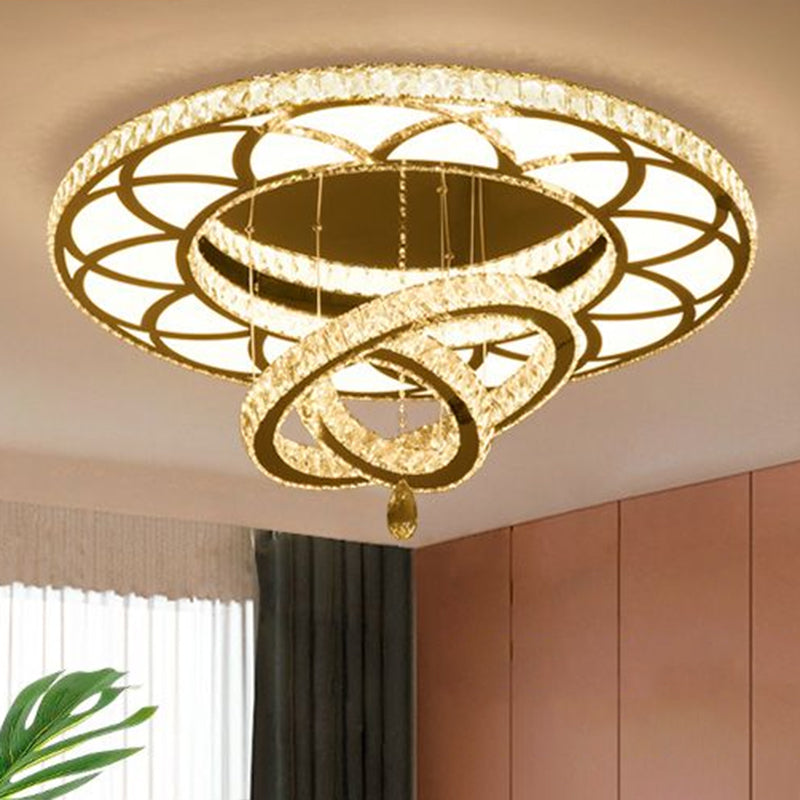 Floral Ring Shaped LED Ceiling Lighting Contemporary Crystal Clear Semi Flush Light for Living Room Clearhalo 'Ceiling Lights' 'Close To Ceiling Lights' 'Close to ceiling' 'Semi-flushmount' Lighting' 2282800