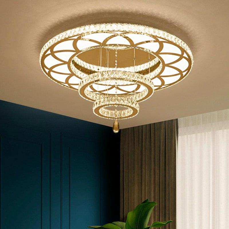 Floral Ring Shaped LED Ceiling Lighting Contemporary Crystal Clear Semi Flush Light for Living Room Clearhalo 'Ceiling Lights' 'Close To Ceiling Lights' 'Close to ceiling' 'Semi-flushmount' Lighting' 2282802