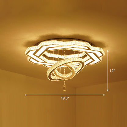 Floral Ring Shaped LED Ceiling Lighting Contemporary Crystal Clear Semi Flush Light for Living Room Clear 19.5" Flower Clearhalo 'Ceiling Lights' 'Close To Ceiling Lights' 'Close to ceiling' 'Semi-flushmount' Lighting' 2282807