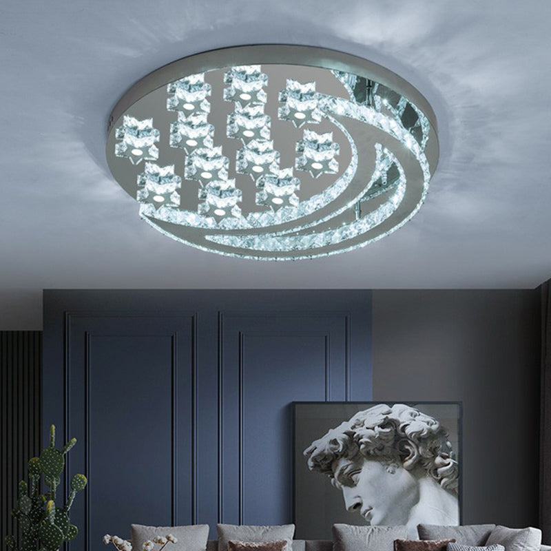 Crescent and Star Shape Flush Lamp Modern Clear Crystal Stainless Steel Semi Flush Mount Ceiling Light for Bedroom Clearhalo 'Ceiling Lights' 'Close To Ceiling Lights' 'Close to ceiling' 'Semi-flushmount' Lighting' 2282822