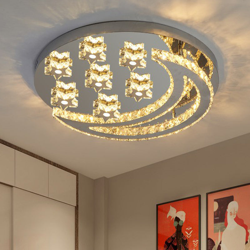 Crescent and Star Shape Flush Lamp Modern Clear Crystal Stainless Steel Semi Flush Mount Ceiling Light for Bedroom Clearhalo 'Ceiling Lights' 'Close To Ceiling Lights' 'Close to ceiling' 'Semi-flushmount' Lighting' 2282824