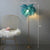 Feather Palm Tree Shaped Standing Light Nordic 1-Light Floor Lamp for Girls Room Blue 17" Clearhalo 'Floor Lamps' 'Lamps' Lighting' 2282885