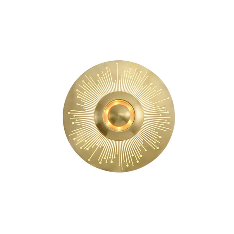 Brass Disc Wall Sconce Lighting Postmodern 1-Bulb Metal Wall Mounted Light for Bedroom Clearhalo 'Cast Iron' 'Glass' 'Industrial' 'Modern wall lights' 'Modern' 'Tiffany' 'Traditional wall lights' 'Wall Lamps & Sconces' 'Wall Lights' Lighting' 2282964