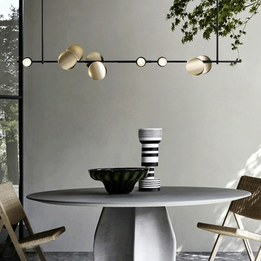 Postmodern Creative Circles Pendant Light Fixture Metal 6-Light Kitchen Linear Chandelier in Bronze Clearhalo 'Ceiling Lights' 'Chandeliers' 'Modern Chandeliers' 'Modern' Lighting' 2283016