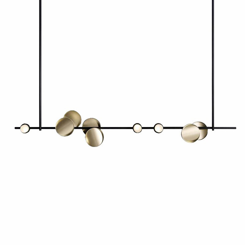 Postmodern Creative Circles Pendant Light Fixture Metal 6-Light Kitchen Linear Chandelier in Bronze Clearhalo 'Ceiling Lights' 'Chandeliers' 'Modern Chandeliers' 'Modern' Lighting' 2283018