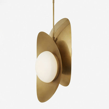 Curved Metal Pendant Lamp Designer 2-Head Black and Gold Inner Chandelier Light with White Glass Shade Gold Clearhalo 'Ceiling Lights' 'Chandeliers' 'Modern Chandeliers' 'Modern' Lighting' 2283021