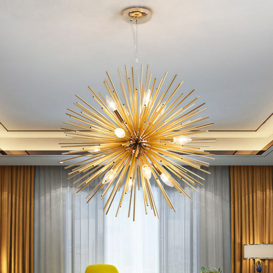 Gold Finish Dandelion Pendant Lighting Postmodern Novelty Metal Chandelier for Living Room Gold Clearhalo 'Ceiling Lights' 'Chandeliers' 'Modern Chandeliers' 'Modern' Lighting' 2283025