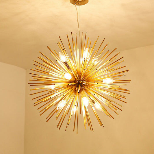 Gold Finish Dandelion Pendant Lighting Postmodern Novelty Metal Chandelier for Living Room Clearhalo 'Ceiling Lights' 'Chandeliers' 'Modern Chandeliers' 'Modern' Lighting' 2283026