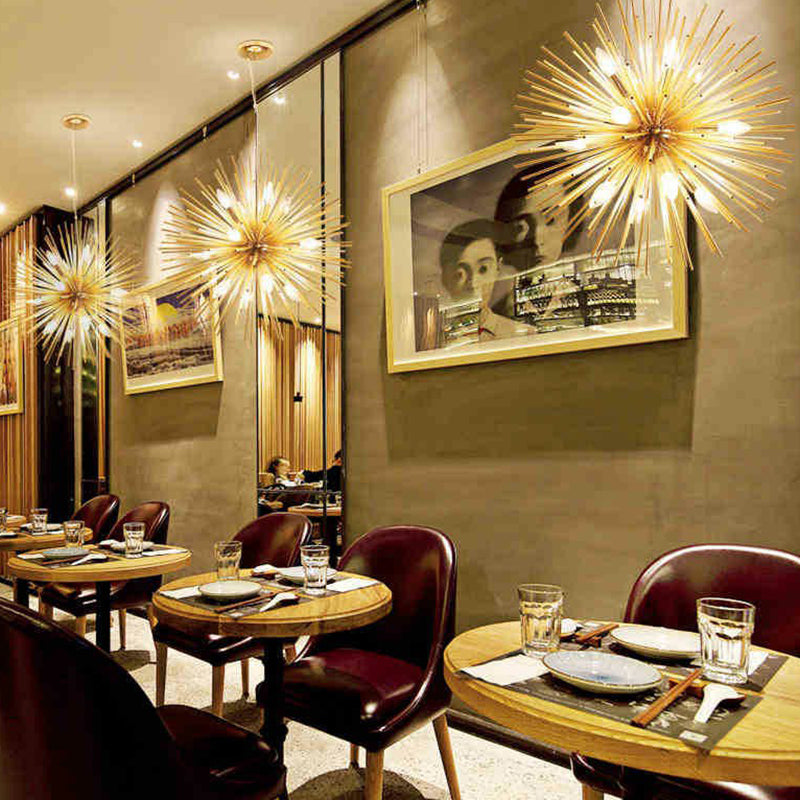Gold Finish Dandelion Pendant Lighting Postmodern Novelty Metal Chandelier for Living Room Clearhalo 'Ceiling Lights' 'Chandeliers' 'Modern Chandeliers' 'Modern' Lighting' 2283027