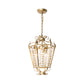 Gold Lantern Chandelier Light Traditional Metal 3 Lights Dining Room Hanging Ceiling Light with Crystal Accent Clearhalo 'Ceiling Lights' 'Chandeliers' Lighting' options 228304