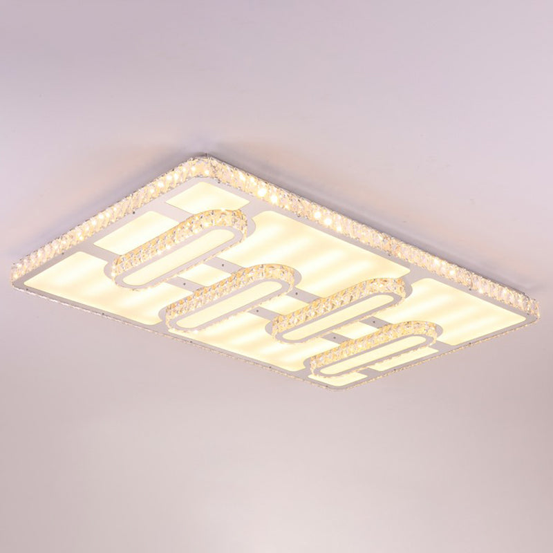 Faceted Cut K9 Crystal Rectangle Ceiling Fixture Minimalist Clear LED Flush Mounted Light for Parlor Clear Clearhalo 'Ceiling Lights' 'Close To Ceiling Lights' 'Close to ceiling' 'Flush mount' Lighting' 2283042