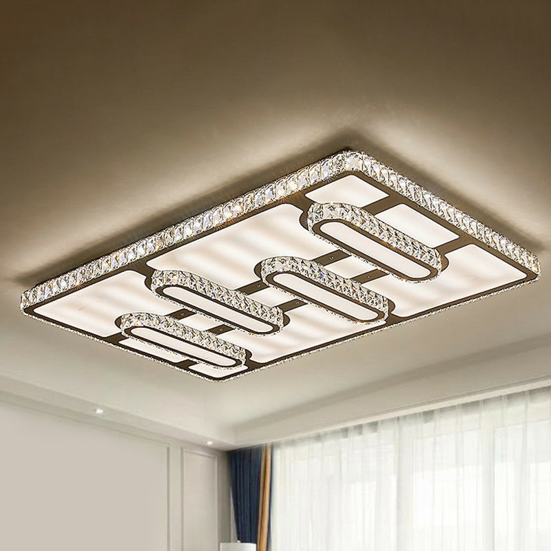 Faceted Cut K9 Crystal Rectangle Ceiling Fixture Minimalist Clear LED Flush Mounted Light for Parlor Clearhalo 'Ceiling Lights' 'Close To Ceiling Lights' 'Close to ceiling' 'Flush mount' Lighting' 2283043