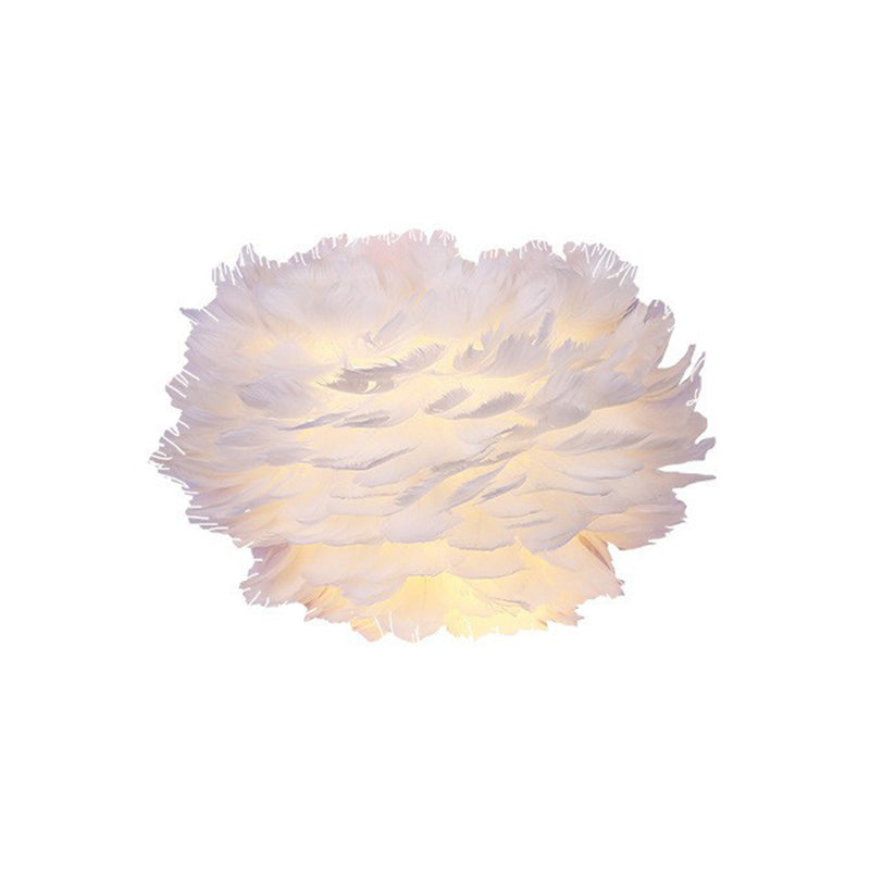 Hemispherical Wall Mounted Lamp Nordic Feather 1 Bulb White Wall Sconce Lighting Clearhalo 'Modern wall lights' 'Modern' 'Wall Lamps & Sconces' 'Wall Lights' Lighting' 2283071