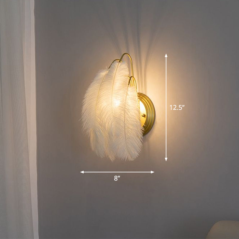 Small Feather Wall Mount Lighting Minimalist 1-Light Wall Sconce Light for Hallway Clearhalo 'Modern wall lights' 'Modern' 'Wall Lamps & Sconces' 'Wall Lights' Lighting' 2283075