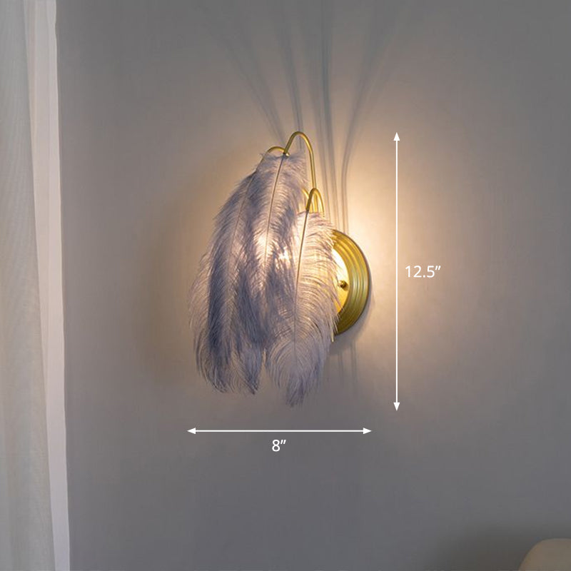 Small Feather Wall Mount Lighting Minimalist 1-Light Wall Sconce Light for Hallway Clearhalo 'Modern wall lights' 'Modern' 'Wall Lamps & Sconces' 'Wall Lights' Lighting' 2283076
