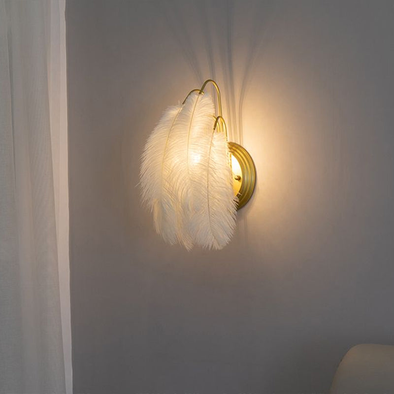 Small Feather Wall Mount Lighting Minimalist 1-Light Wall Sconce Light for Hallway Clearhalo 'Modern wall lights' 'Modern' 'Wall Lamps & Sconces' 'Wall Lights' Lighting' 2283077