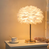 Blossom Night Stand Light Minimalistic Natural Feather Single Bedside Table Lamp White Clearhalo 'Lamps' 'Table Lamps' Lighting' 2283083