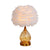 Amber Glass Droplet Night Light Modern Single White Table Lamp with Dome Feather Shade White Clearhalo 'Lamps' 'Table Lamps' Lighting' 2283104