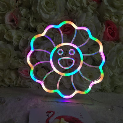 Cartoon Assorted Shape Neon Lighting Plastic Kids Bedroom LED Night Lamp in White White B Clearhalo 'Night Lights' 'Wall Lights' Lighting' 2283152