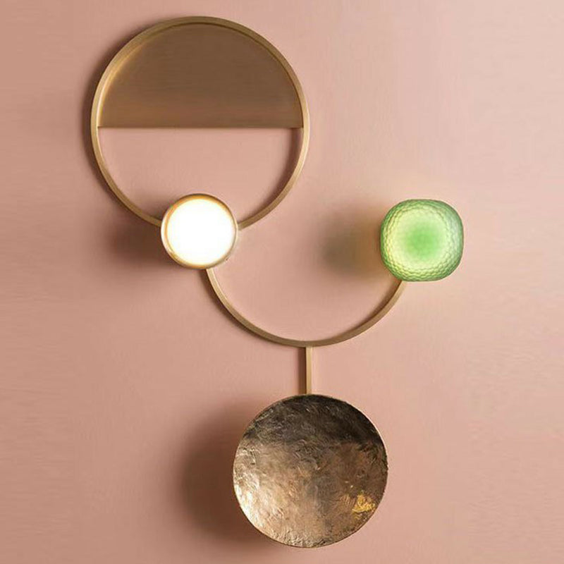 Brass Circles LED Wall Lamp Designer Metal Flush Mount Wall Sconce for Living Room Clearhalo 'Cast Iron' 'Glass' 'Industrial' 'Modern wall lights' 'Modern' 'Tiffany' 'Traditional wall lights' 'Wall Lamps & Sconces' 'Wall Lights' Lighting' 2283185