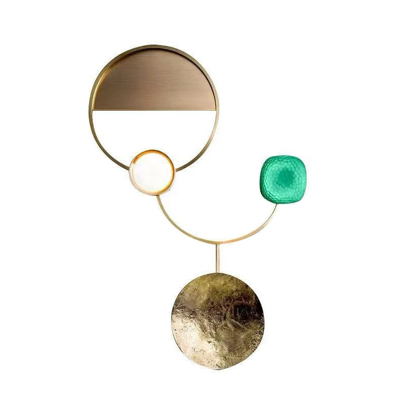 Brass Circles LED Wall Lamp Designer Metal Flush Mount Wall Sconce for Living Room Clearhalo 'Cast Iron' 'Glass' 'Industrial' 'Modern wall lights' 'Modern' 'Tiffany' 'Traditional wall lights' 'Wall Lamps & Sconces' 'Wall Lights' Lighting' 2283186