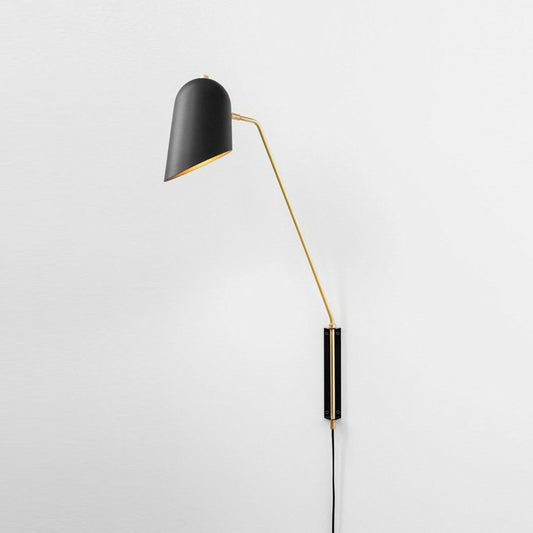 Single Bedside Wall Mounted Reading Light Nordic Black Sconce Light with Angle-Cut Dome Metal Shade Black Clearhalo 'Cast Iron' 'Glass' 'Industrial' 'Modern wall lights' 'Modern' 'Tiffany' 'Traditional wall lights' 'Wall Lamps & Sconces' 'Wall Lights' Lighting' 2283209