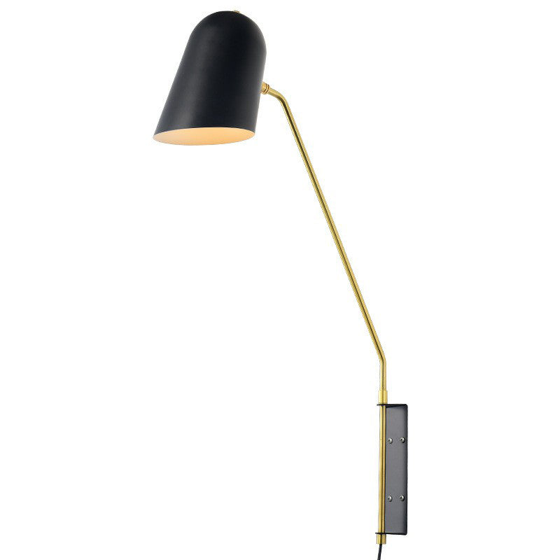 Single Bedside Wall Mounted Reading Light Nordic Black Sconce Light with Angle-Cut Dome Metal Shade Clearhalo 'Cast Iron' 'Glass' 'Industrial' 'Modern wall lights' 'Modern' 'Tiffany' 'Traditional wall lights' 'Wall Lamps & Sconces' 'Wall Lights' Lighting' 2283211