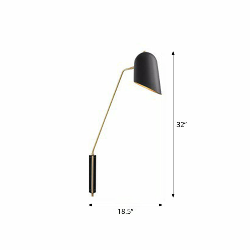 Single Bedside Wall Mounted Reading Light Nordic Black Sconce Light with Angle-Cut Dome Metal Shade Clearhalo 'Cast Iron' 'Glass' 'Industrial' 'Modern wall lights' 'Modern' 'Tiffany' 'Traditional wall lights' 'Wall Lamps & Sconces' 'Wall Lights' Lighting' 2283212