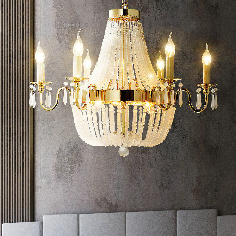 Empire Shape Crystal Chandelier Lighting Traditional 6 Lights Living Room Hanging Light Fixture in Gold Clearhalo 'Ceiling Lights' 'Chandeliers' Lighting' options 228322