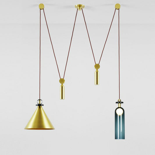 Designer 2-Head Swag Pendant Cone and Elongated Dome Hanging Light with Metal Shade Clearhalo 'Ceiling Lights' 'Modern Pendants' 'Modern' 'Pendant Lights' 'Pendants' Lighting' 2283225