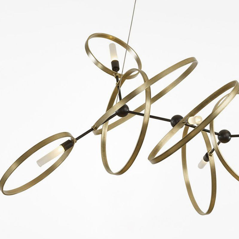Ring Shaped Dining Room Ceiling Pendant Light Metal 8 Bulbs Minimalist Chandelier in Brass Clearhalo 'Ceiling Lights' 'Chandeliers' 'Modern Chandeliers' 'Modern' Lighting' 2283231