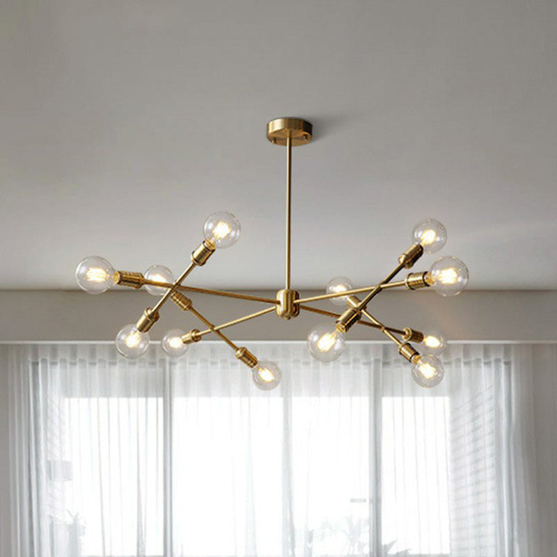 Brass Finish Crossed Line Pendant Chandelier Postmodern Metal Ceiling Light Fixture for Living Room Clearhalo 'Ceiling Lights' 'Chandeliers' 'Modern Chandeliers' 'Modern' Lighting' 2283235