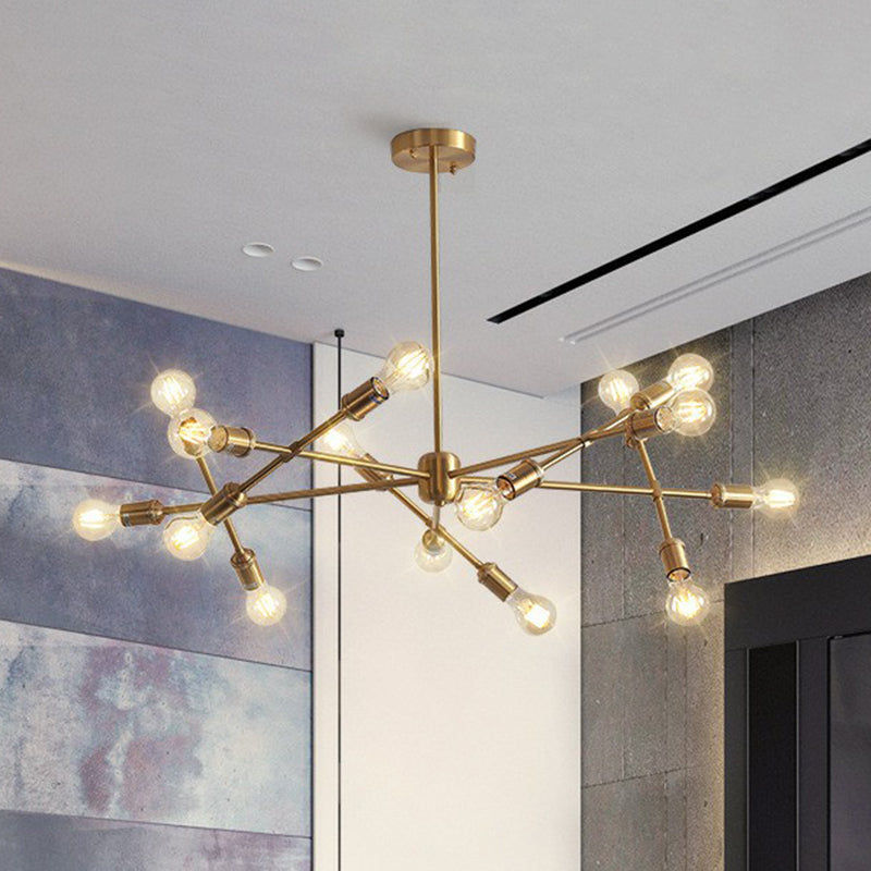 Brass Finish Crossed Line Pendant Chandelier Postmodern Metal Ceiling Light Fixture for Living Room Clearhalo 'Ceiling Lights' 'Chandeliers' 'Modern Chandeliers' 'Modern' Lighting' 2283237