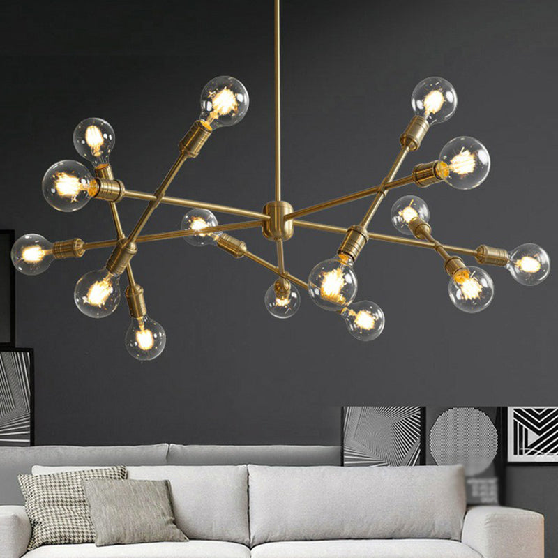 Brass Finish Crossed Line Pendant Chandelier Postmodern Metal Ceiling Light Fixture for Living Room 15 Brass Clearhalo 'Ceiling Lights' 'Chandeliers' 'Modern Chandeliers' 'Modern' Lighting' 2283238