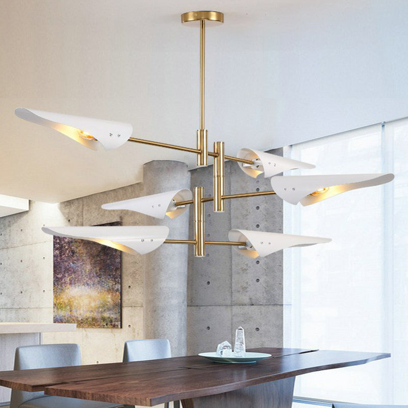 Metal Tiers Adjustable Chandelier Postmodernism Suspension Pendant Light for Living Room White Clearhalo 'Ceiling Lights' 'Chandeliers' 'Modern Chandeliers' 'Modern' Lighting' 2283241