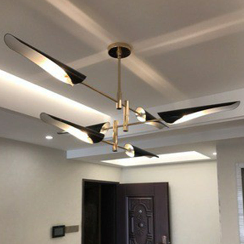 Metal Tiers Adjustable Chandelier Postmodernism Suspension Pendant Light for Living Room 6 Black Clearhalo 'Ceiling Lights' 'Chandeliers' 'Modern Chandeliers' 'Modern' Lighting' 2283244