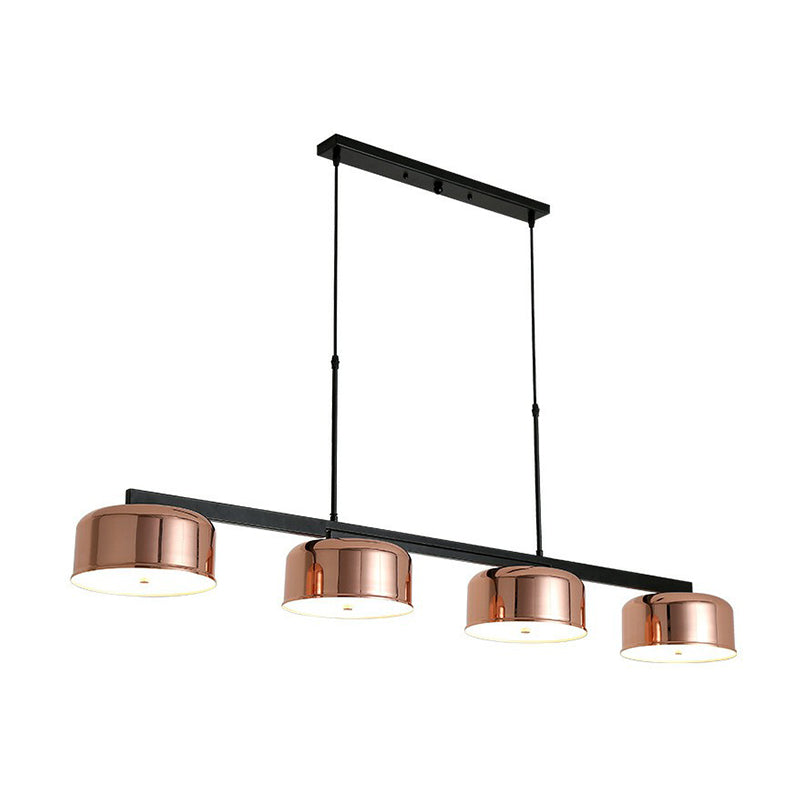 Bowl Shaped Pendant Light Fixture Minimalist Metal 4-Light Dining Room Island Light in Rose Gold Clearhalo 'Ceiling Lights' 'Island Lights' Lighting' 2283263