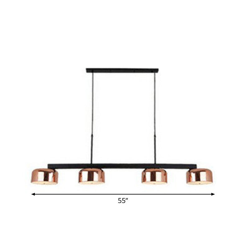 Bowl Shaped Pendant Light Fixture Minimalist Metal 4-Light Dining Room Island Light in Rose Gold Clearhalo 'Ceiling Lights' 'Island Lights' Lighting' 2283264