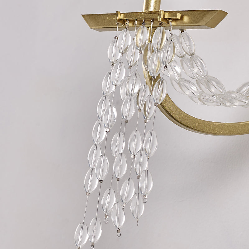 Metal Candle Wall Sconce Lighting Modern Luxurious 2-Head Gold Wall Light with Crystal Tassel Clearhalo 'Cast Iron' 'Glass' 'Industrial' 'Modern wall lights' 'Modern' 'Tiffany' 'Traditional wall lights' 'Wall Lamps & Sconces' 'Wall Lights' Lighting' 2283311