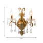 Antiqued Brass Wall Light Traditional Crystal Candle Wall Lighting Sconce with Scroll Arm 2.0 Brass Clearhalo 'Wall Lamps & Sconces' 'Wall Lights' Lighting' 2283326