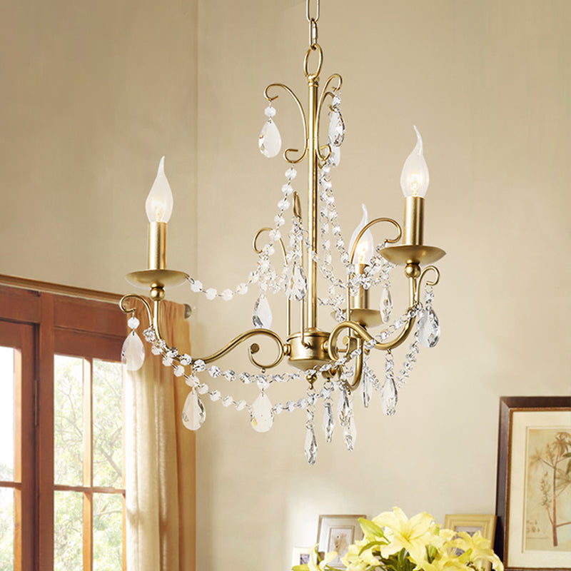 Metal Gold Finish Chandelier Candelabra Victorian Style Hanging Light with Crystal Accents Clearhalo 'Ceiling Lights' 'Chandeliers' Lighting' options 2283361