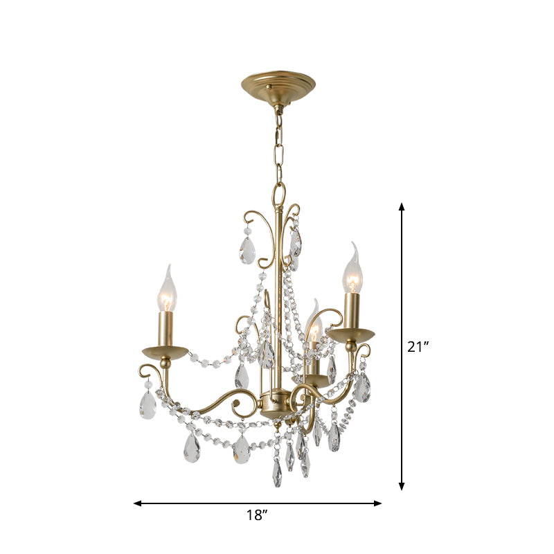 Metal Gold Finish Chandelier Candelabra Victorian Style Hanging Light with Crystal Accents Clearhalo 'Ceiling Lights' 'Chandeliers' Lighting' options 2283364