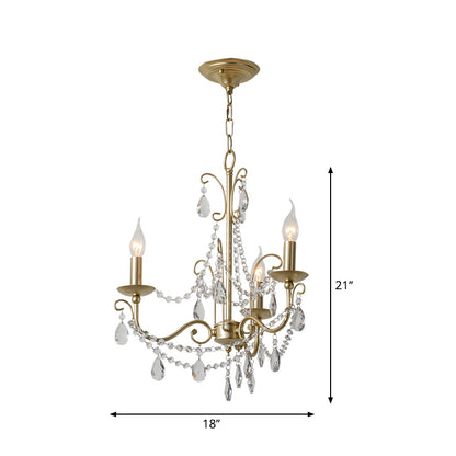 Metal Gold Finish Chandelier Candelabra Victorian Style Hanging Light with Crystal Accents 3 Gold Clearhalo 'Ceiling Lights' 'Chandeliers' Lighting' options 2283364_7002922f-aeee-4fbe-9048-fcf707dfb3cc