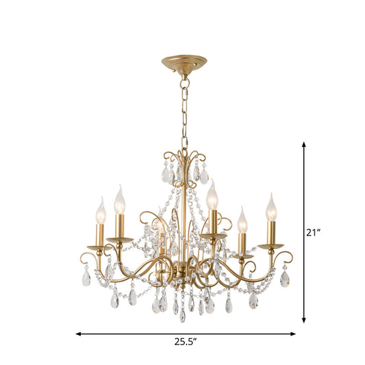 Metal Gold Finish Chandelier Candelabra Victorian Style Hanging Light with Crystal Accents Clearhalo 'Ceiling Lights' 'Chandeliers' Lighting' options 2283366