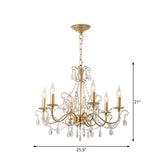 Metal Gold Finish Chandelier Candelabra Victorian Style Hanging Light with Crystal Accents Clearhalo 'Ceiling Lights' 'Chandeliers' Lighting' options 2283366