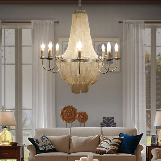 Chrome Empire Shape Chandelier Light Traditional Shell 8 Lights Dining Room Ceiling Light Clearhalo 'Ceiling Lights' 'Chandeliers' Lighting' options 228338