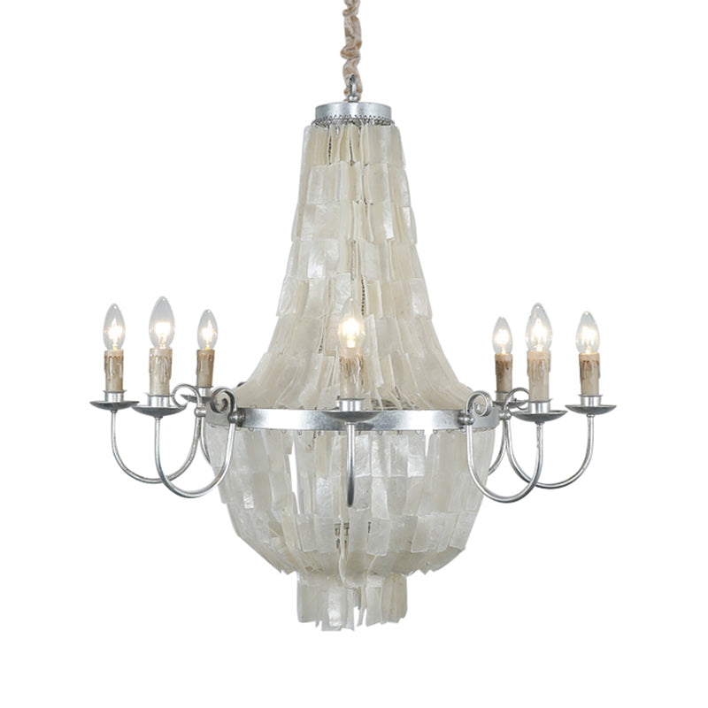 Chrome Empire Shape Chandelier Light Traditional Shell 8 Lights Dining Room Ceiling Light Clearhalo 'Ceiling Lights' 'Chandeliers' Lighting' options 228339