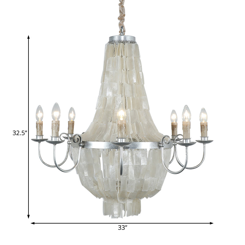 Chrome Empire Shape Chandelier Light Traditional Shell 8 Lights Dining Room Ceiling Light Clearhalo 'Ceiling Lights' 'Chandeliers' Lighting' options 228340